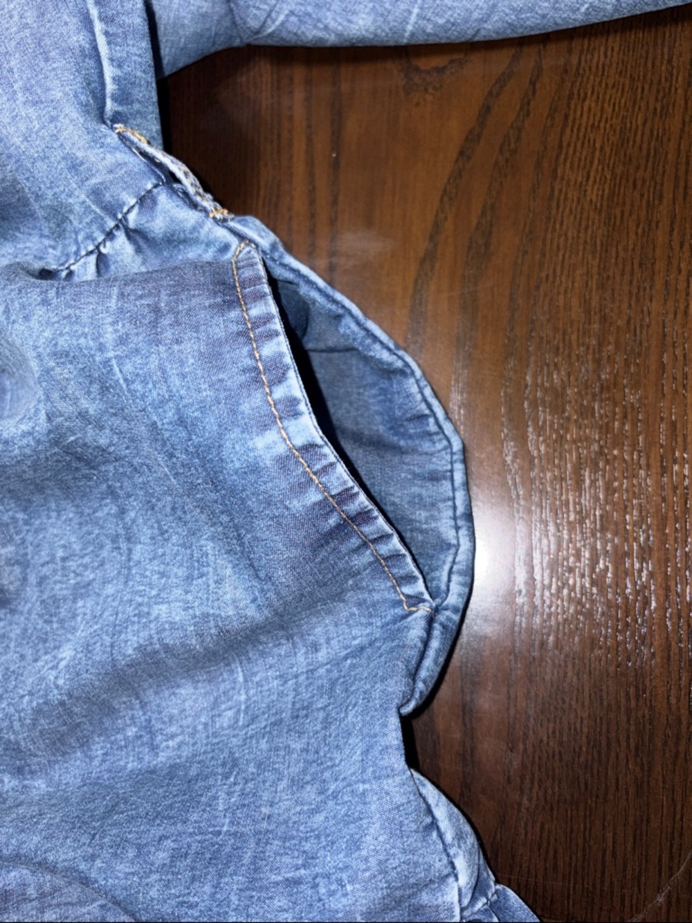 Blush Light Blue Denim Tiered Button-Front dress size XL - Picture 5 of 8